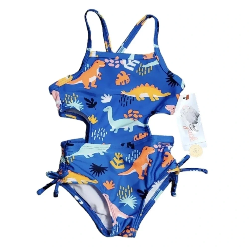 NWT Cat & Jack Baby Girl's Dinosaur One Piece Swimsuit 12M - Picture 2 of 7
